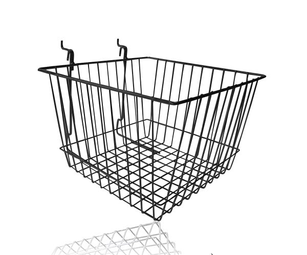 Large black wire basket for PagBoard or Slatwall