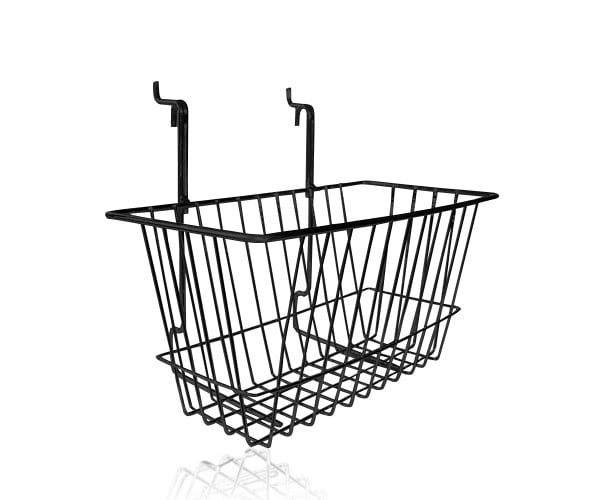 Deep wire black basket for Slatwall and PegBoard